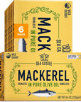 Sea Castle Mackerel in Olive Oil 44oz 6 Pack  Skinless  Boneless Canned Fish  Wild Caught Canned Mackerel Fillets  Packed with Vitamins  NonGMO  Kosher