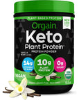 Orgain Organic Keto Vegan Protein Powder, Vanilla Bean - 10g Plant Based Protein, Gluten Free Ketogenic Blend, Dairy Free, Lactose Free, Soy Free, No Sugar Added, For Smoothies & Shakes - 0.97lb