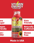 Focus Supplement Vitamin Energy Drink - Sugar Crash Free and Keto / Vegan Friendly Shots | Focus, Clarity, and Concentration Boosting | Energize up to 7+ Hours | Tropical Infusion - 1.93 Fl Oz (Pack of 12)