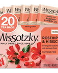 Wissotzky Rosehip  Hibiscus Herbal Tea 20 Tea Bags  Exotic Blend  Caffeine Free Tea  Immune Boost