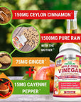 Apple Cider Vinegar Capsules Max 1740mg with Mother - 100% Natural & Raw with Cinnamon, Ginger & Cayenne Pepper - Ideal for Healthy Living, Detox & Digestion -120 Vegan Pills