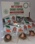 Troinos Gourmet Hot Stuffed Cherry Peppers with Prosciutto  Provolone 24 Individually Wrapped Hot Stuffed Singles in Counter Top Display Box