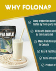 Folona Unsweetened Pea Milk Powder Sugar Free Nondairy Coffee Creamer Perfect for Tea Smothie and Cooking  Vegan Keto Paleo Friendly  1lb Plant Based Milk With 72 g Pea Protein Per Serving Shelf Stable Free of GMOs Soy Nut Gluten Lactose