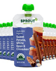 Sprout Organic Baby Food, Stage 2 Pouches, Sweet Potato & White Bean Plant Powered Protein, 3.5 Oz Purees (Pack of 12)