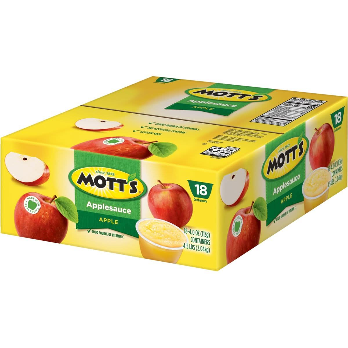 Motts Applesauce 4 Oz Cups 18 Count No Artificial Flavors Good Source Of Vitamin C Nutritious Option For The Whole Family