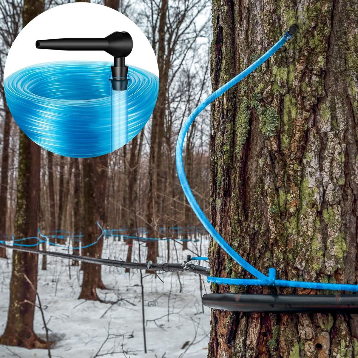 Maple Syrup Taps Vacuum Tubing Lines Maple Syrup Tree Tapping Tubing Line Maple Syrup Tapping Kit with 20 Pieces Maple Tree Taps Maple Sap Spiles for Maple Birch Syrup Collection 500 ft