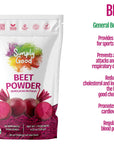 SIMPLY GOOD Organic Beet Powder  423 oz Pouch 24 Servings  NutrientRich Superfood NonGMO Vegan GlutenFree Kosher  Sourced from Natural Organic Farms