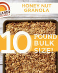 Grandy Organics Honey Nut Granola 10 Pound Bulk Bag Certified Organic Gluten Free NonGMO Kosher Plant Based Protein Granola