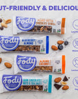 Fody Foods Vegan Protein Nut Bars, Blueberry Almond Flavor, 3g Protein per Bar, Low FODMAP Certified, Gut & IBS Friendly, 6 Count