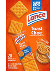 Lance Sandwich Crackers ToastChee Peanut Butter 20 Individually Wrapped Packs 6 Sandwiches Each