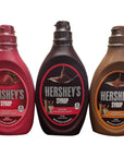 Hersheys Syrup Variety Pack Bundle of 3 Flavors Chocolate Caramel and Strawberry