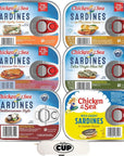 Chicken of the Sea Sardines 6 Flavor Variety 1 of each 375 oz Pack of 6 with By The Cup Toothpicks