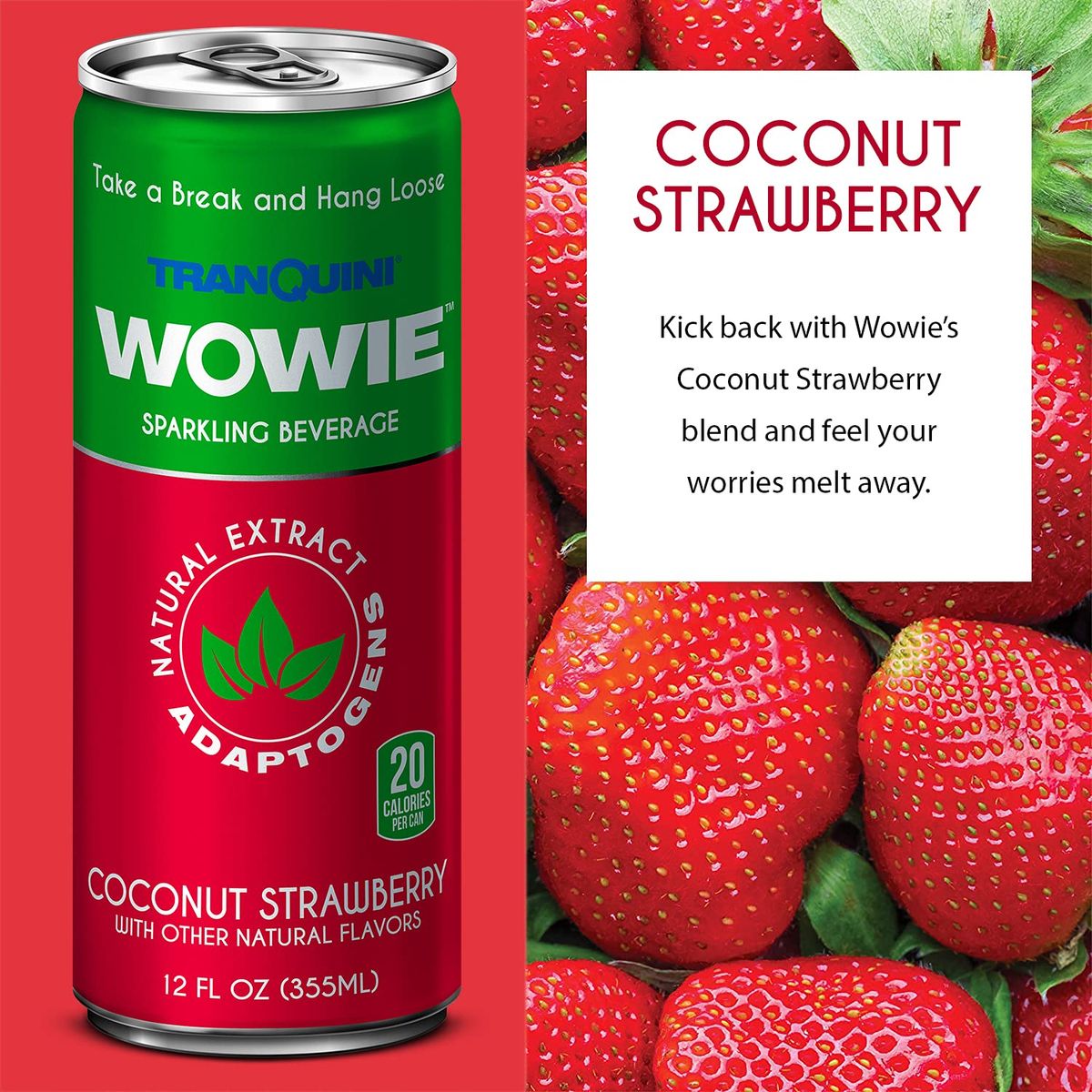 Wowie  Infused Sparkling Beverage for Stress and Anxiety Relief  AllNatural Low Calorie  Nonalcoholic  Herbal Adaptogens Drink  12oz Sleek Can