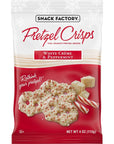 Snack Factory Pretzel Crisps Holiday White Crème and Peppermint Covered Pretzels 4 Oz