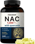 NAC Supplement 1200mg Per Serving | 240 Capsules, N-Acetyl Cysteine with Quercetin | Double Strength - Support for Immune, Liver, & Lung Health