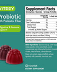 Probiotics Plus Prebiotics Fiber Gummies, Extra Strength 2 Billion CFUs for Immune Support and Digestive Support, Dualbiotic Vegan and Pectin Chewable Gummy, For Men Woman Teens & Kids, Berry Flavor