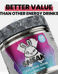 SNEAK  Blue Raspberry  Zero Sugar LowCalorie Energy Drink for Sustained Concentration  Focus  15 Servings