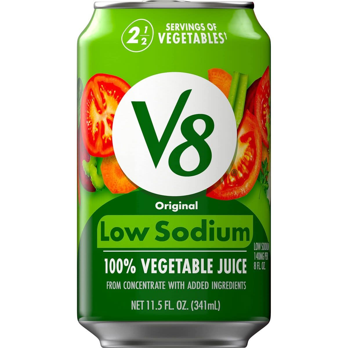 V8 Low Sodium Original 100 Vegetable Juice 115 fl oz Can 24 Pack