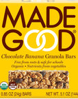 MadeGood Chocolate Banana Granola Bars 6 pack 36 bars Contain Nutrients of a Full Serving of Vegetables Gluten Free Oats Rich Dark Chocolate and Ripe Banana Form Chewy Organic Snack