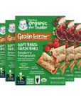 Gerber Snacks for Toddler Organic Soft Baked Grain Bars, Grain & Grow, Raspberry Pomegranate, 5.5 Ounce (Pack of 8)