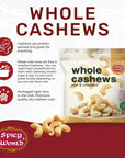 Spicy World Raw Cashews Whole 5 Pound Bulk  Unsalted Natural  Pure No Chemicals