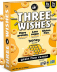 Protein and Gluten-Free Breakfast Cereal by Three Wishes (1-Pack) - High Protein and Low Sugar Snack - Vegan, Kosher, Grain-Free and Dairy-Free - Non-GMO (Honey)