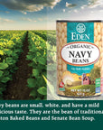 Eden Organic Navy BeansWhite Beans 15 oz Can 12Pack No Salt NonGMO Gluten Free Vegan Kosher US Grown Heat and Serve Macrobiotic Boston Bean