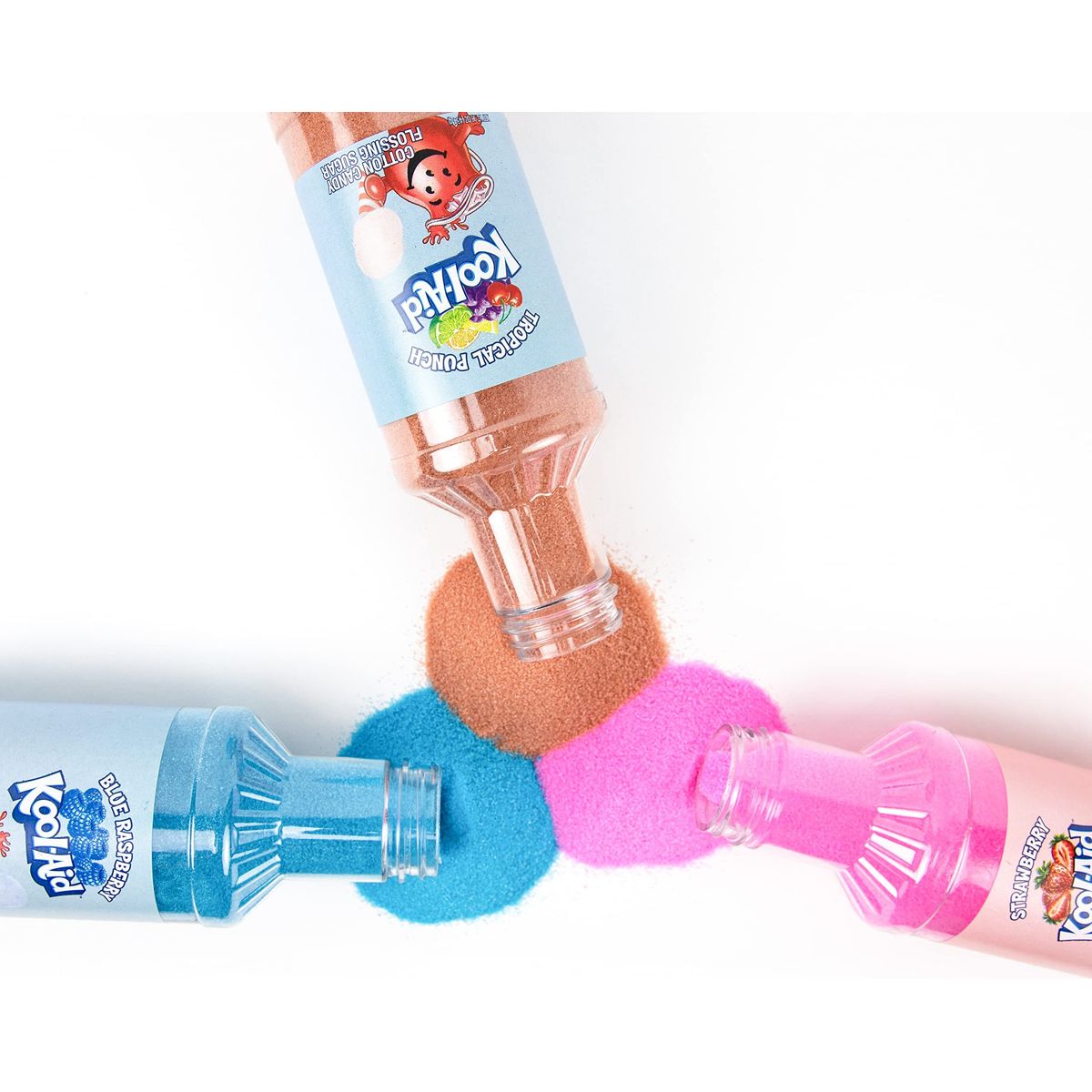 Nostalgia KoolAid Cotton Candy Flossing Sugar Party Kit 3Pack Blue Raspberry Strawberry Tropical Punch 316oz Bottles of Cotton Candy Sugar Mix