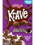 Kelloggs Krave Cold Breakfast Cereal Kids Snacks Double Chocolate Brownie Batter 65lb 10 Boxes