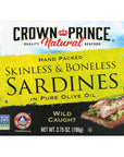 Crown Prince Skinless and Boneless Sardines In Pure Olive Oil  Case of 12  375 oz