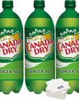 Canada Dry Ginger Ale 1 Liter Bottles Pack of 3 with Bay Area Marketplace Napkins