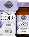 Prenatal Multivitamin for Women from Whole Foods with Biotin, Iron & Folate not Folic Acid, Probiotics for Immune Support - Vitamin Code Raw by Garden of Life - Pregnancy Must Haves - 180 capsules