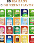 Tea Bags Sampler Herbal and Green Teas 40 Count 20 Flavors Gifts for Mom Dad Family Coworkers Friends Women Men Herbal and Green Tea Lovers  Pack of 2 Total 80 Count Tea Bags