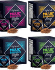 Instant Coffee Starter Kit Gift Box by MUUK  Caffeinated  Decaffeinated  Sweetened  Unsweeetened  Cacao Cinnamon Cardamom  Adaptogen Mushroom Blend for Better Focus More Energy and Stronger Immune Defense  4 Boxes 10 cups each