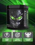 JNX SPORTS The Shadow! 350mg of Caffeine Hard Core Preworkout -Electric Energy, Mental Focus, Superhuman Strength, Men & Women - Green Apple 30 Servings