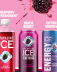 Sparkling Ice Caffeine Black Raspberry Sparkling Water with Antioxidants25mg and VitaminsE per can Zero Sugar 16 fl oz Cans Pack of 12