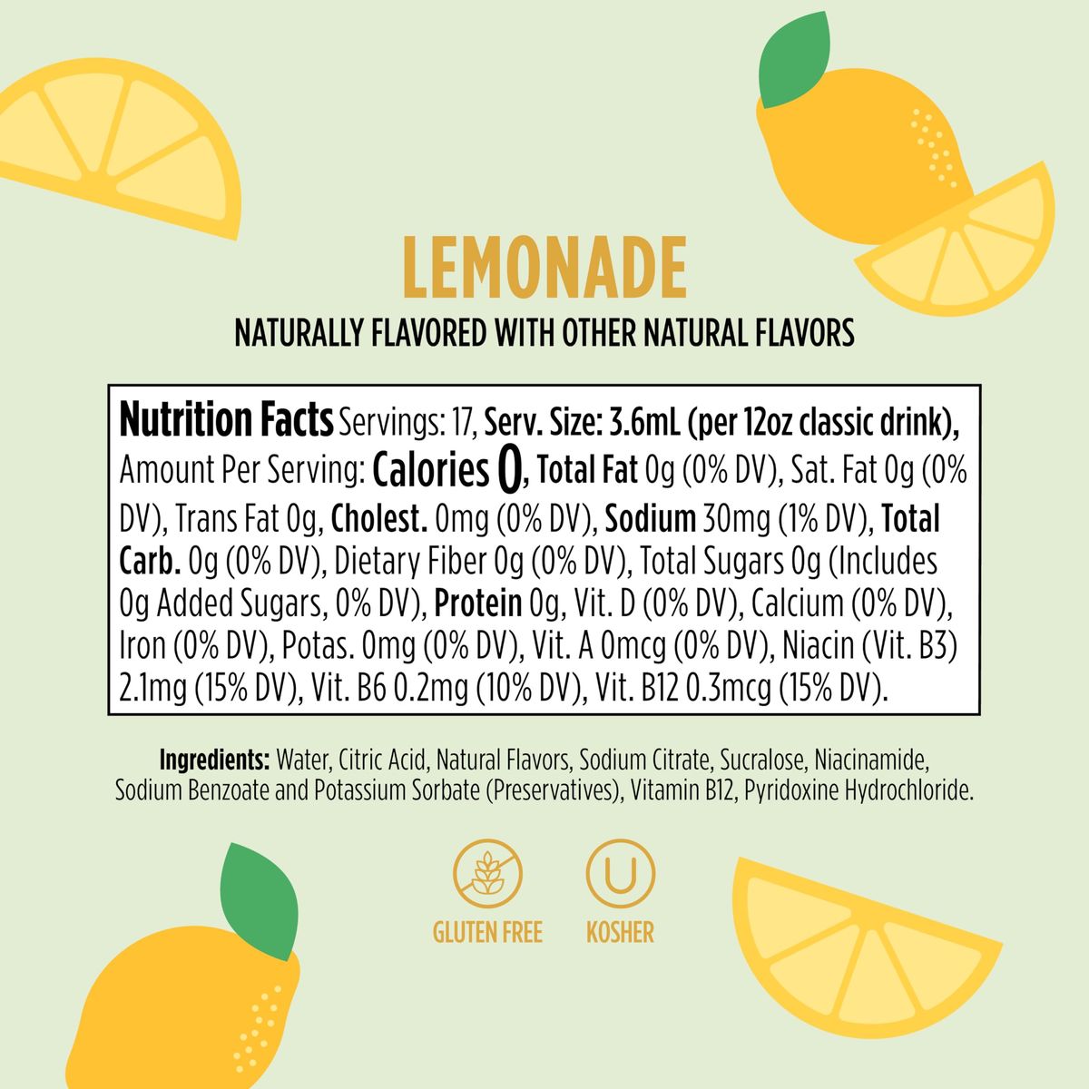 Ninja Thirsti Flavored Water Drops VITAMINS With Vitamins B3 B6 B12 Lemonade 3 Pack Zero Calories Zero Sugar 207 Fl Oz Makes 17 12oz Drinks WCFLMNDAM