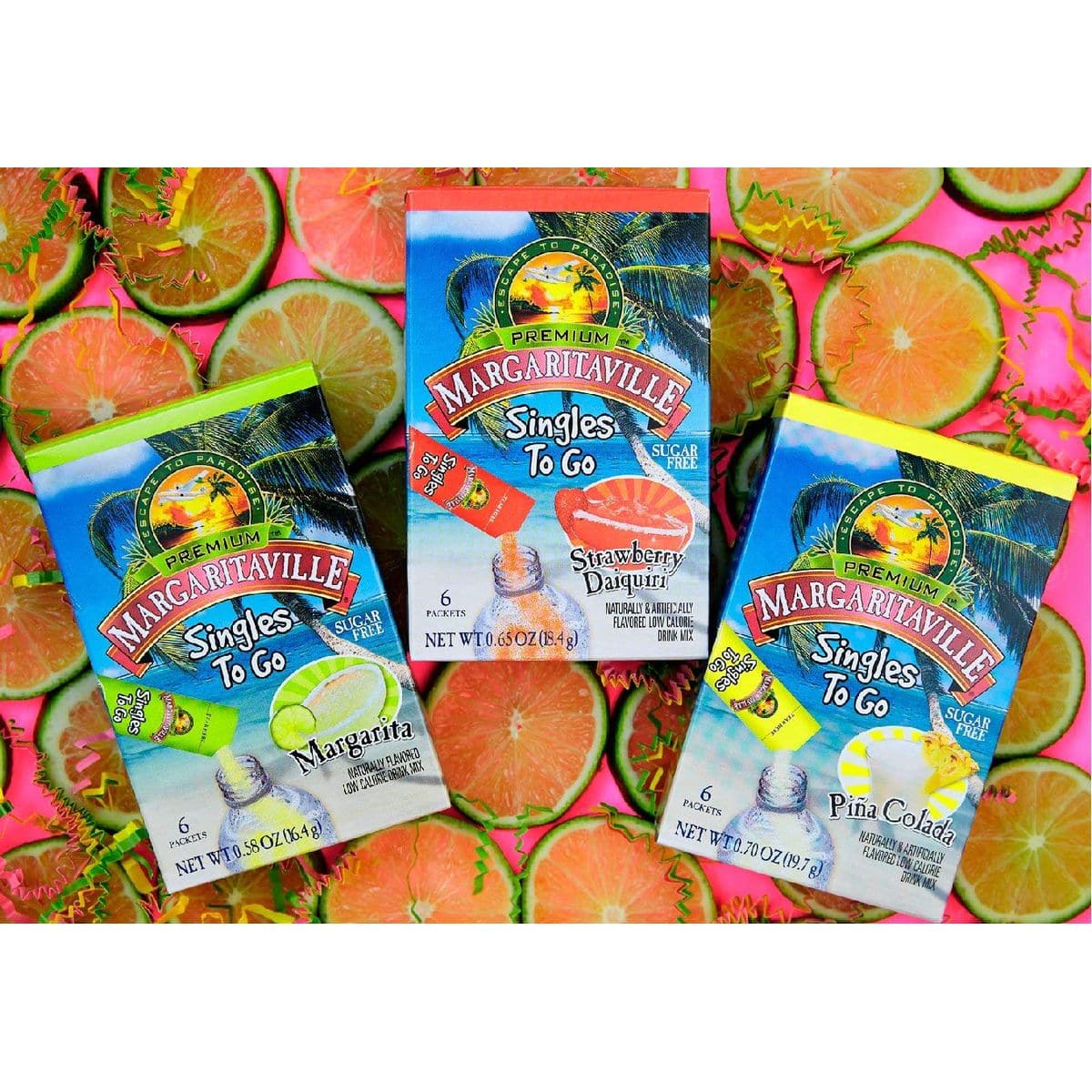 Margaritaville Singles To Go Water Drink Mix  Margarita Flavored NonAlcoholic Powder Sticks Pina Colada Pack  3