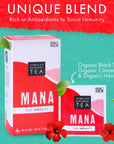 Mana Hibiscus Tea  Herbal Black Tea  All Natural Wellness Tea  Refreshing Uplifting and Energizing Tea with Cinnamon  Mint  Supports Immune Health 20 Tea Bags