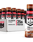 Muscle Milk Genuine Protein Shake Chocolate 14 Fl Oz Bottle 12 Pack 25g Protein Zero Sugar Calcium Vitamins A C  D 6g Fiber Energizing Snack Workout Recovery Packaging May Vary