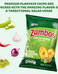 Zambos Plantain Chips Salsa Verde, Crunchy Premium Plantain Chips, 8 Pack 2.47 Ounce