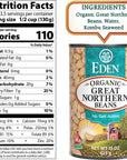 Eden Organic Great Northern Beans White Beans 15 oz Can 12Pack Case No Salt Added NonGMO Gluten Free US Grown Heat and Serve Macrobiotic Similar to Cannellini Smoother