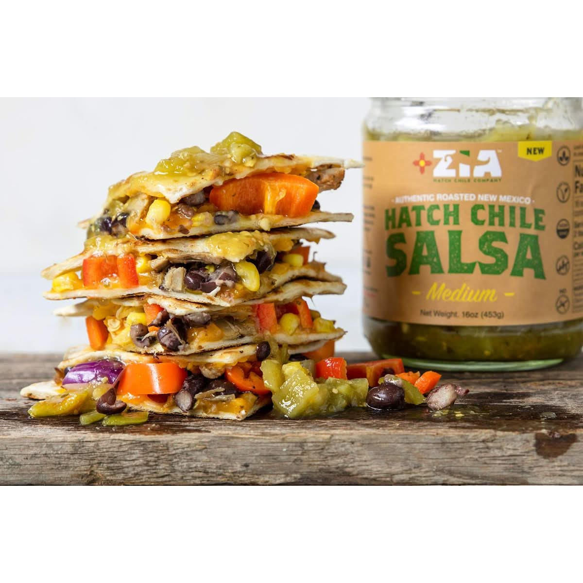 Authentic Roasted New Mexico Hatch Chile Salsa By Zia Green Chile Company  Delicious FlameRoasted Peeled  Diced Southwestern Certified Green Peppers  Vegan  GlutenFree MEDIUM HEAT LEVEL