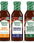 Walden Farms Variety Pack BBQ Sauces 12 oz - Original, Hickory Smoke & Honey Flavor - Near Zero Carbs, Sugar Free, Vegan, Kosher and Keto Friendly - Great for Steak, Chicken, Marinate Meats and More