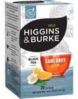 Higgins  Burke Earl Grey Grove Naturally Flavored Black Tea 20 Count Pack of 6 120 Total Tea Bags