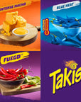 Takis Fuego (20), Blue Heat (10) and Intense Nacho (10) Rolled Tortilla Chips, Hot Chili Pepper Lime, Hot Chili Pepper and Nacho Flavored Chips Hero Pack Variety Pack, 40 Individual Bags, 1 Ounce Each