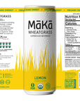 MAKA Wheatgrass Yerba Mate Tea Organic Sparking Beverage Lemon 12 Fl Oz Pack of 12 90mg Caffeine Energy