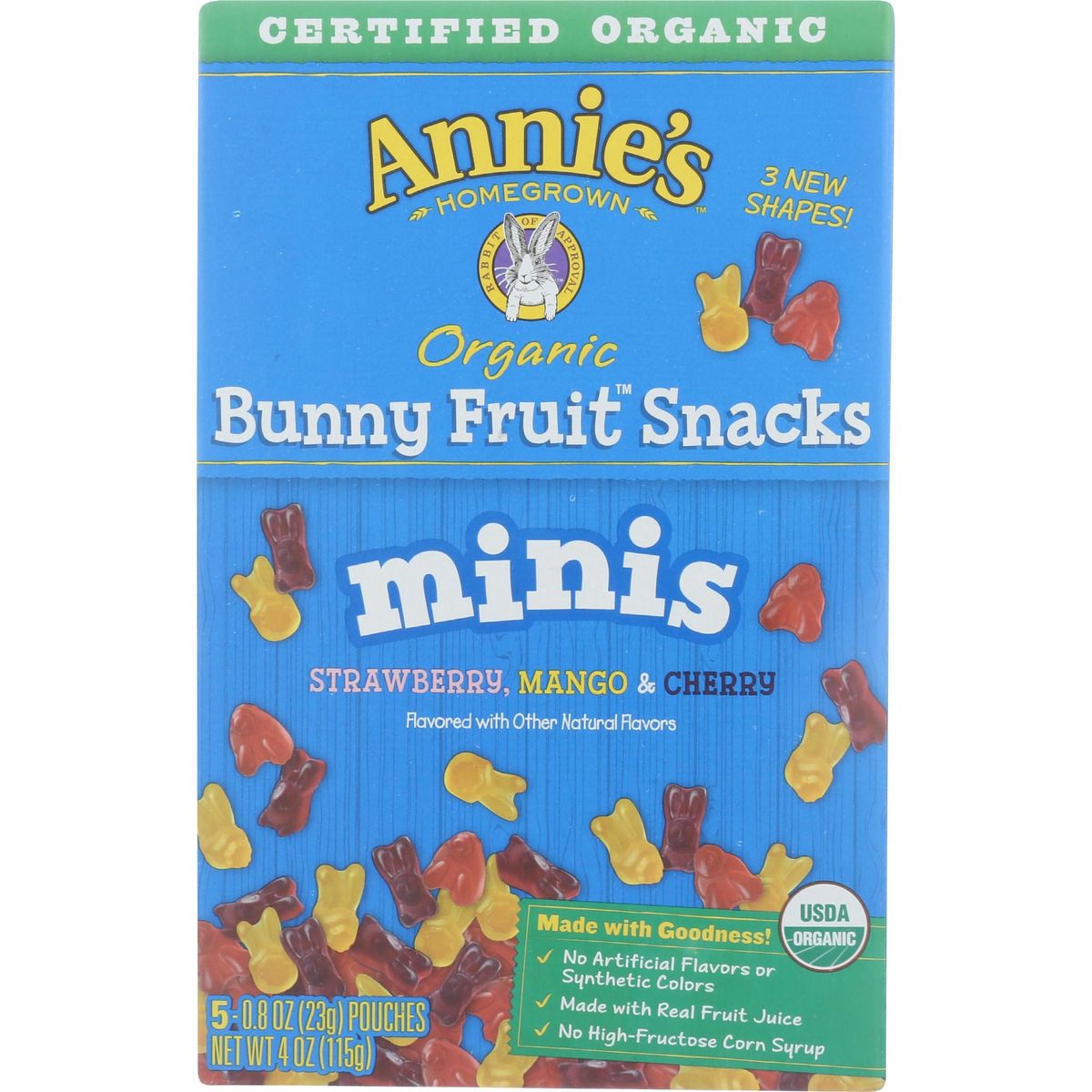 Annie&#39;s Homegrown Organic Mini Bunny Fruit Snack 5 Count, 4 OZ