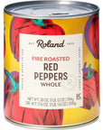 Roland Foods Whole Fire Roasted Red Peppers 28 Ounce Can Pack of 4