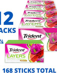 Trident Layers Watermelon  Tropical Fruit Sugar Free Gum 12 Packs of 14 Pieces 168 Total Pieces